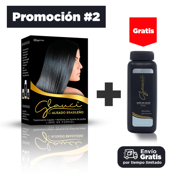 Promoción #2 -  Cajita de alisado Glauci + Baño de color ¡Gratis! / color a elegir